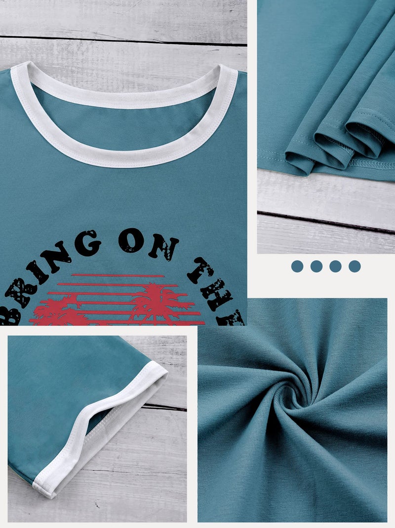 Nlife Bring On The Sunshine Graphic Short Sleeves Tees Blouses for Women Tops Sweaters for Women - Image 5